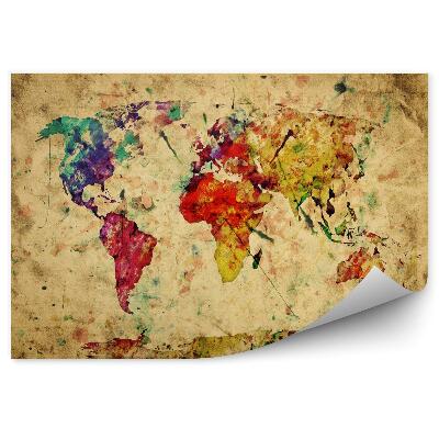 Papier peint Carte du monde colorée à l'aquarelle