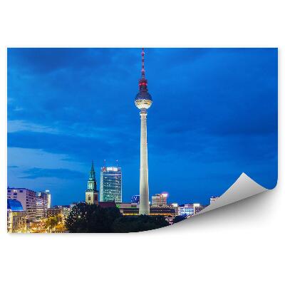 Papier peint Tour de télévision Berlin Lumière Vue de nuit