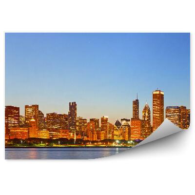 Papier peint Chicago Panorama Océan Gratte-Ciel Lumières