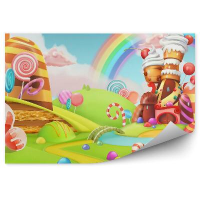 Tapisserie panoramique Terre colorée de bonbons