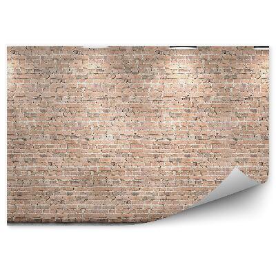 Papier peint Mur de briques, sol blanc et lampes