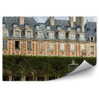 Papier peint Place Louis Xiii Fontaine Arbres Ciel Paris France Nuages