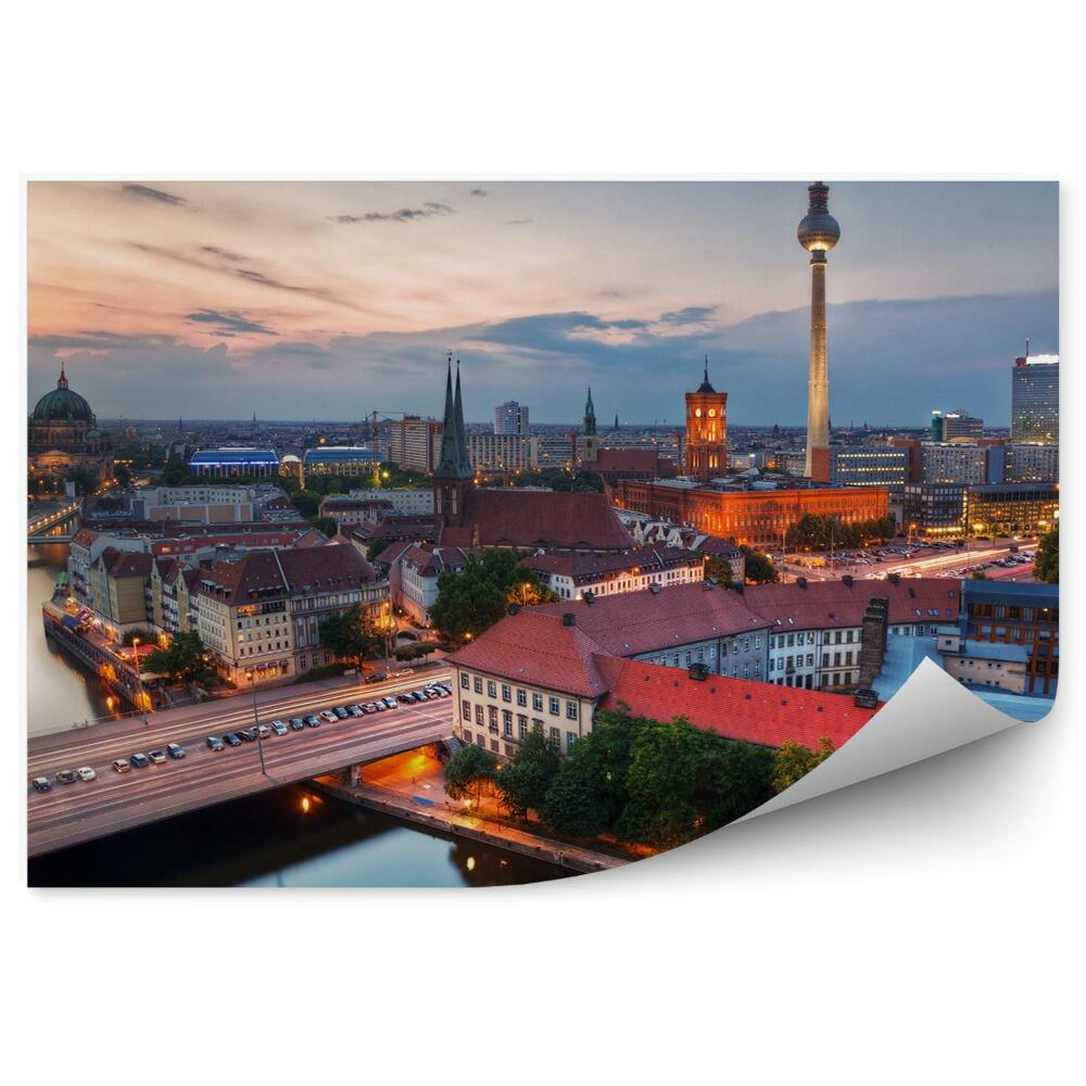 Papier peint Vue d'oiseau Berlin Bâtiments Voitures Routières Tour de Télévision