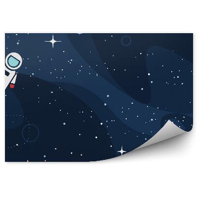Tapisserie murale Fusée spatiale astronaute lune fond bleu foncé