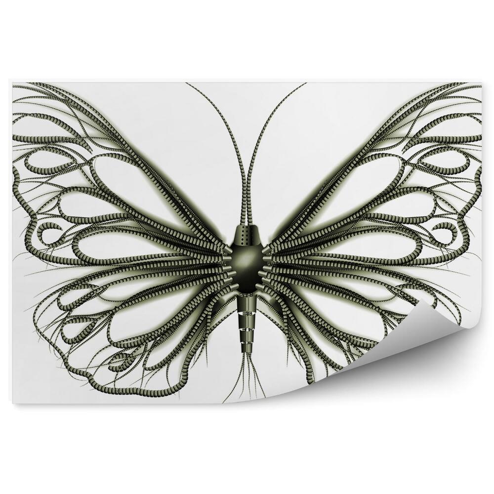 Papier peint Papillon Câble Tuyau Steampunk Fond Blanc