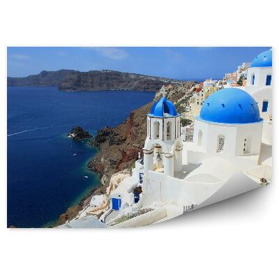 Papier peint Bâtiments Santorin Océan Ciel Nuages Grèce