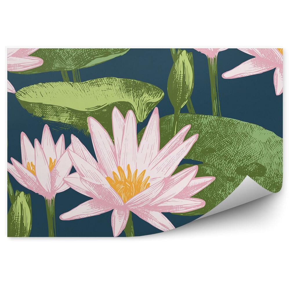 Papier peint Dessin de papier peint motif nénuphars