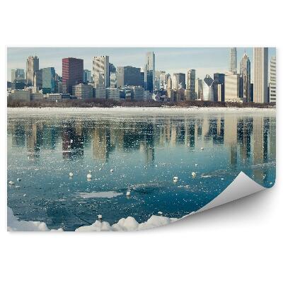 Papier peint Gratte-Ciel New York Arbres Ciel Nuages Océan Glace Neige