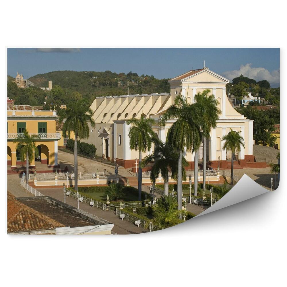 Papier peint bâtiments architecture nature palmiers