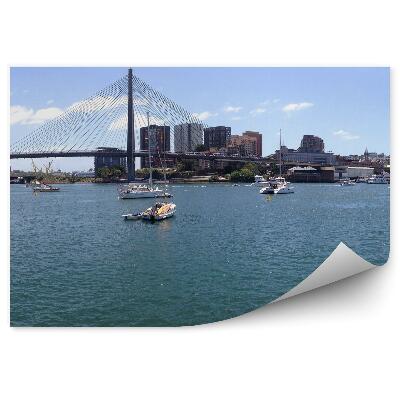 Papier peint Bâtiments Panoramique Pont Anzac Yachts Ciel Nuages