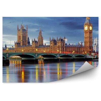 Papier peint Crépuscule ciel nuageux lumières big ben city