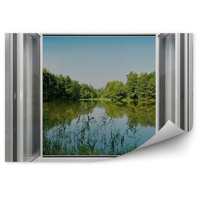 Papier peint Fenêtre Forêt D'hiver