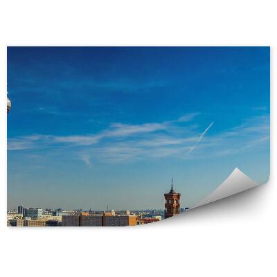 Papier peint Tour De Télévision Berlin Ciel Nuages Arbres