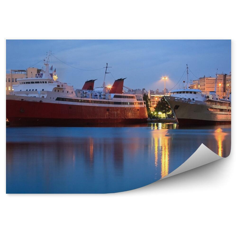 Papier peint Port de ferry Bâtiments Eau Athènes Grèce