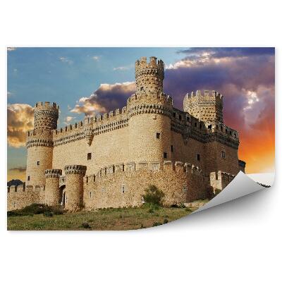 Papier peint Vieux château fortifié des montagnes soleil