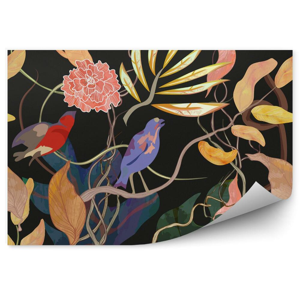 Papier peint Fleurs et oiseaux