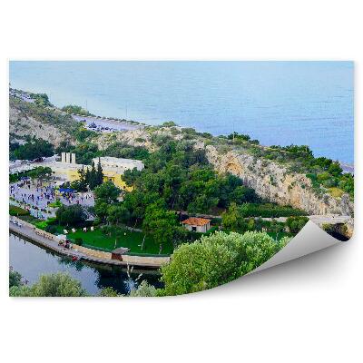 Papier peint Mer Îles Route Maisons Personnes Plantes Athènes Grèce