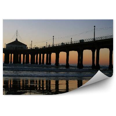 Papier peint Pier Ocean Sea Sunset Lamps
