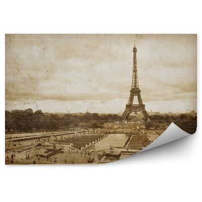 Papier peint Vieille carte postale de Paris vue de la ville en sépia