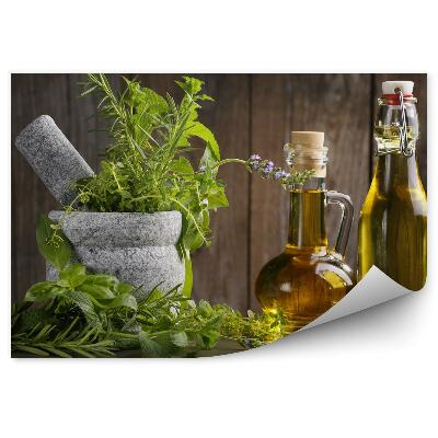 Tapisserie murale Herbes et huile