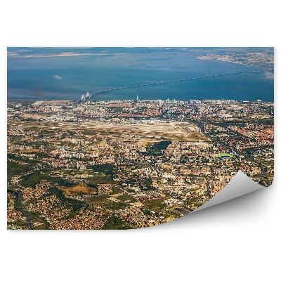 Papier peint Bird's Eye View Sunset Buildings Sunset Lisbon Ocean Portugal