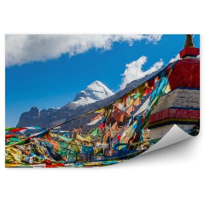 Papier peint Tibet Montagne Kaylas Ruban Ciel Nuages
