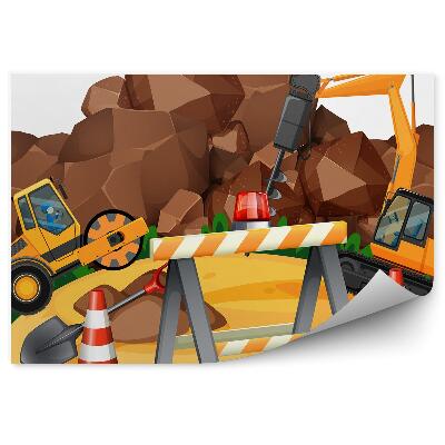 Tapisserie panoramique Excavateur de construction pour forer des pierres