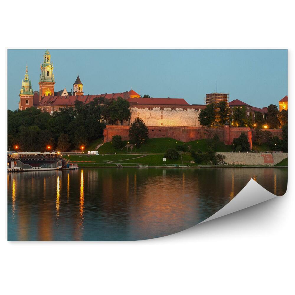 Papier peint Fleuve Vistule Colline de la Vistule Château Wawel Cracovie