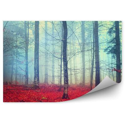 Papier peint Feuilles rouges Forêt sombre Arbres d'automne Branches