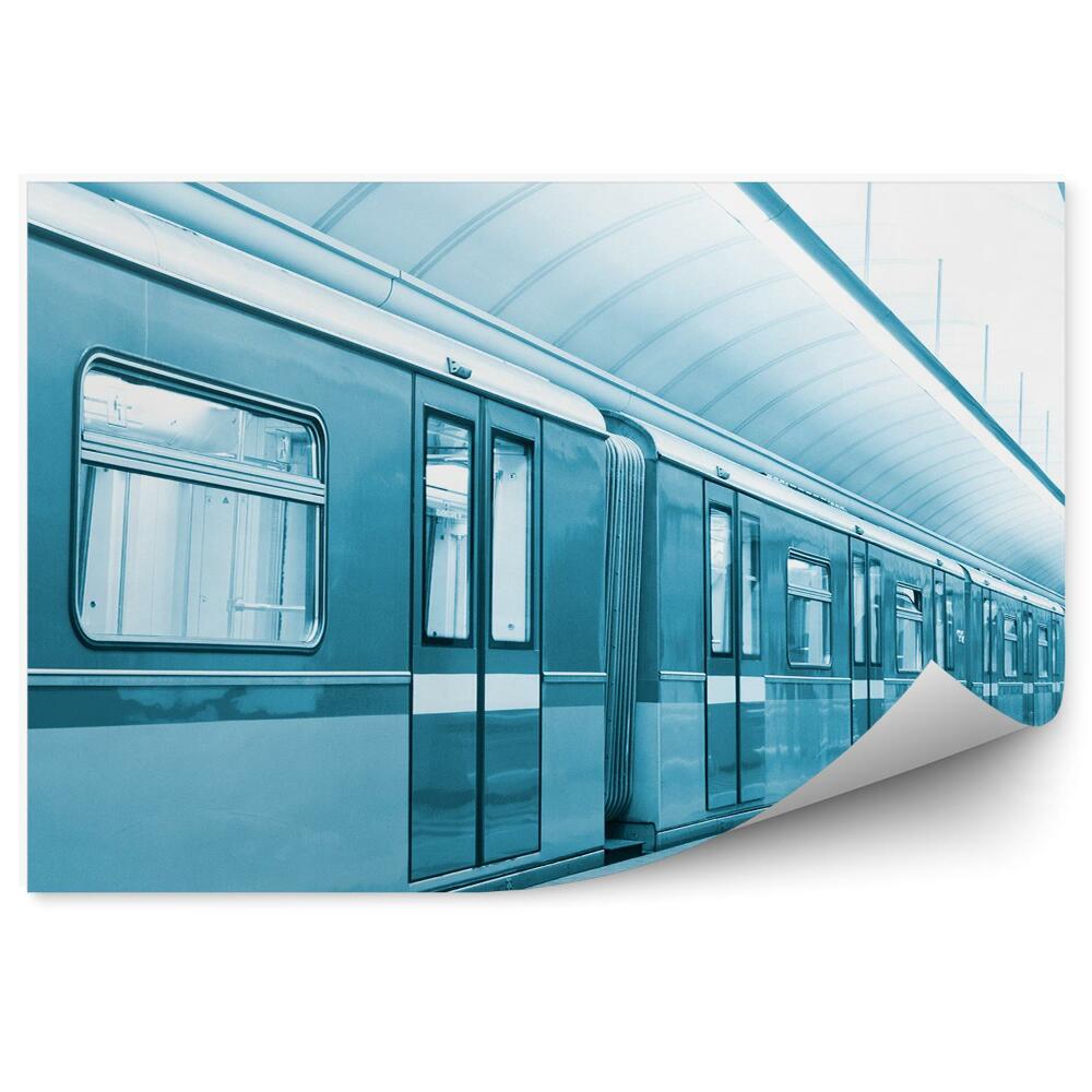 Papier peint station de métro train transport bleu