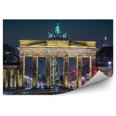 Papier peint Porte de Brandebourg Berlin Panneaux de signalisation de Noël Voitures