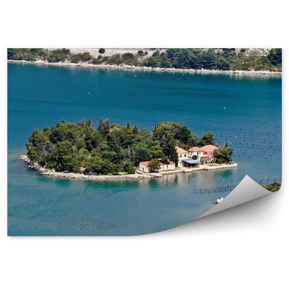 Papier peint Maison des îles de la mer Méditerranée Vert