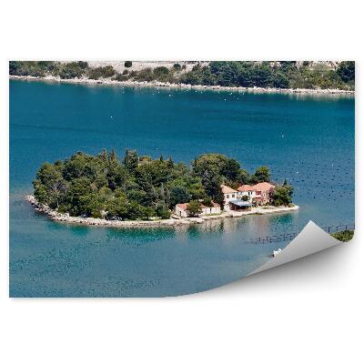 Papier peint Maison des îles de la mer Méditerranée Vert