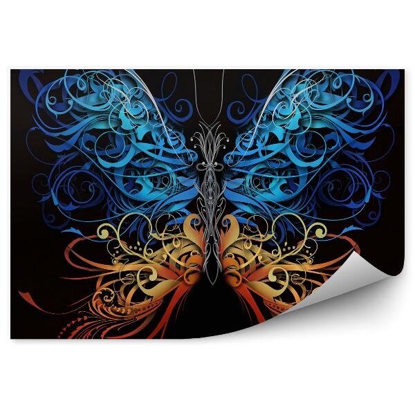 Papier peint Papillon Bleu Ailes Orange Abstrait
