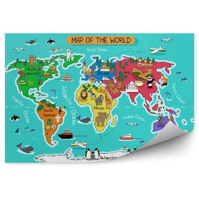 Papier peint Carte du monde pour enfants