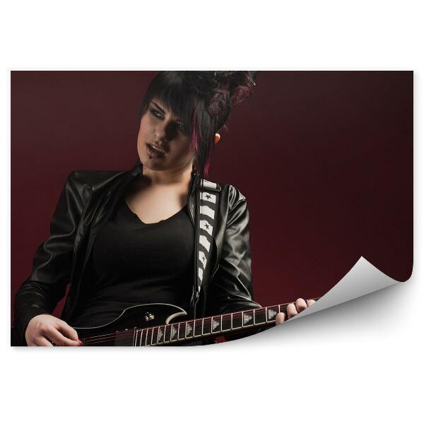 Papier peint Rock Alternatif Coiffure Fille Fond Marron