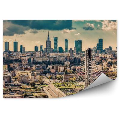 Papier peint Panorama du pont de la rivière Varsovie Nuages de ciel