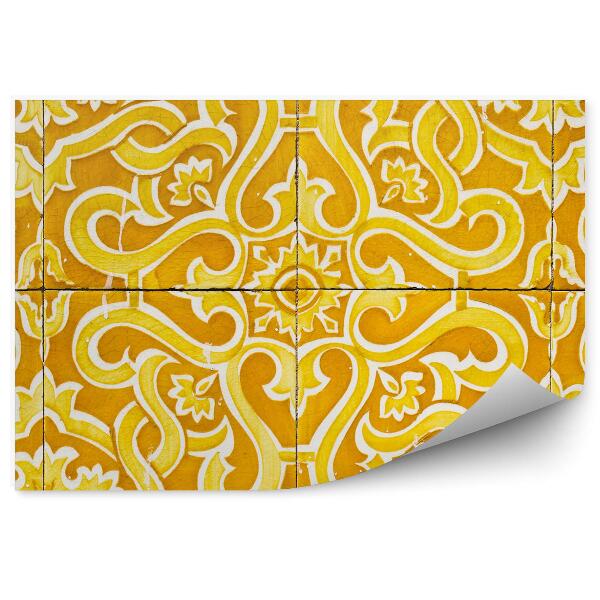 Papier peint Carrelage mural abstrait jaune marron