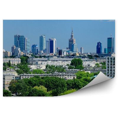 Papier peint Palais de la culture et des sciences Gratte-ciel Arbres Varsovie Ciel