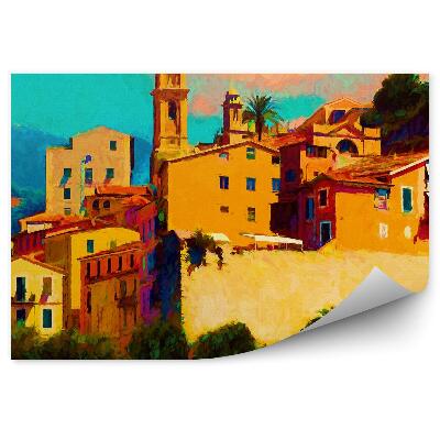 Papier peint Bâtiments Arbres Peinture À L'huile