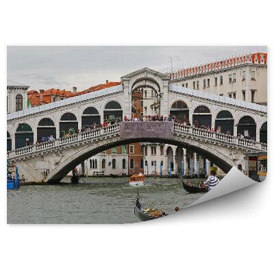 Papier peint Pont du Rialto Grand Canal Bâtiments Gondoles Personnes Venise
