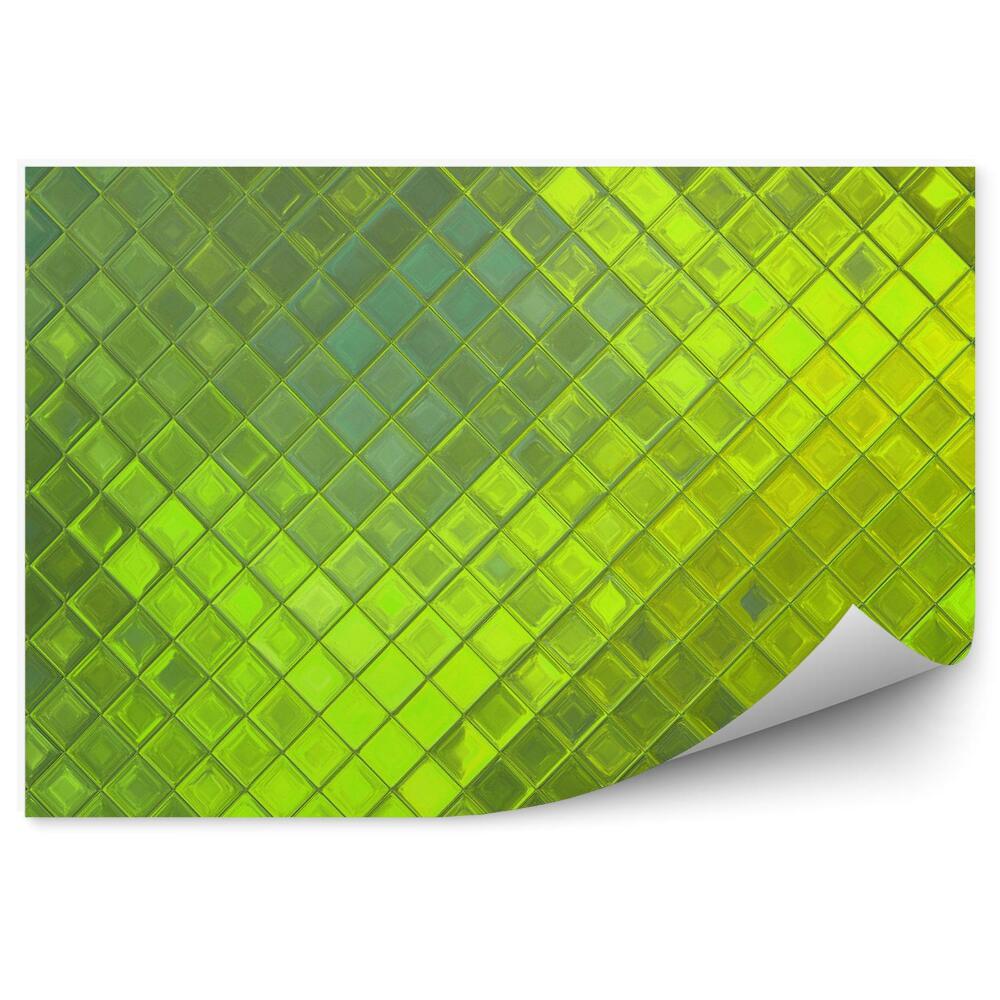 Papier peint Cube vert à damier en verre pailleté