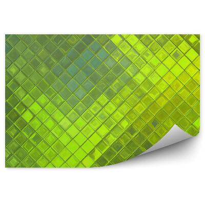 Papier peint Cube vert à damier en verre pailleté