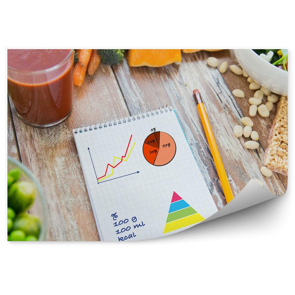 Tapisserie panoramique Bloc-notes d'un bar à jus de légumes mûrs