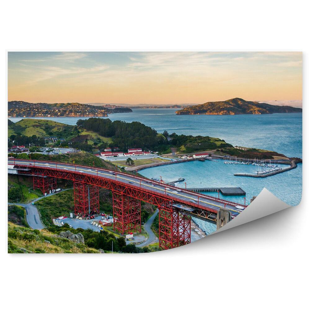 Papier peint Harbour Bridge Montagnes Plantes Coucher de soleil Voitures