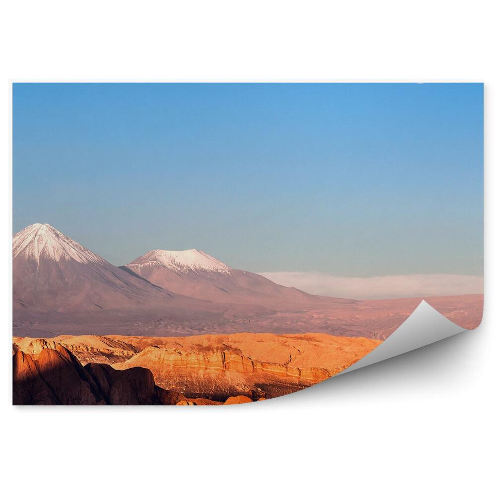 Papier peint Licancabur Volcans Rochers Neige Brume Ciel Coucher De Soleil