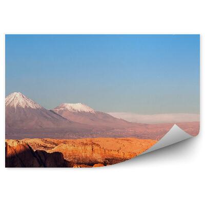 Papier peint Licancabur Volcans Rochers Neige Brume Ciel Coucher De Soleil