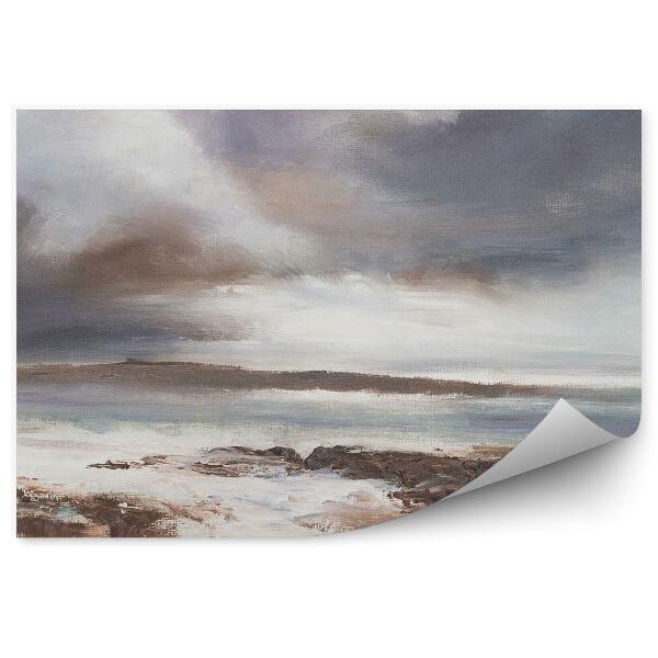 Papier peint Tempête Mer Plage Peint Abstrait