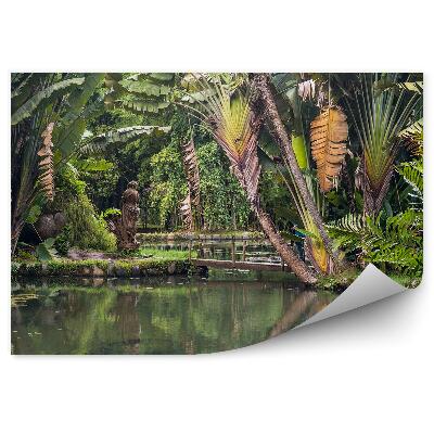 Papier peint Jardin Botanique Brésil Sculpture Grandes Feuilles Eau