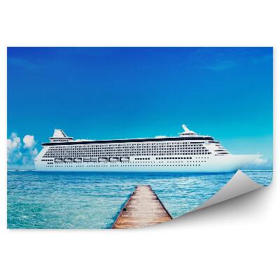 Papier peint Yacht Ship Sea Pier Water Sky Clouds